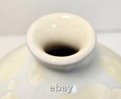 Vintage Staurt Gray Signed Crystalline Glaze Vase Cream White Rare
