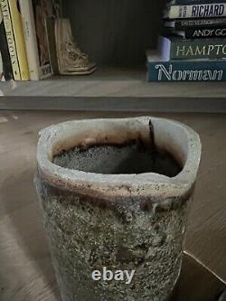 Vintage Stone Vessel Jar Canister Lidded Studio Pottery Mid-Century Green