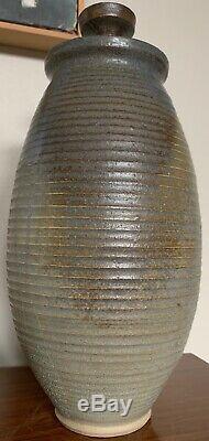 Vintage Stoneware Vase Jug Vessel Urn Mid Century Modern Studio Pottery Deyoe I