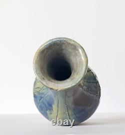 Vintage Studio Art Ceramic Stoneware Pottery Blue Green Brown Drip Vase