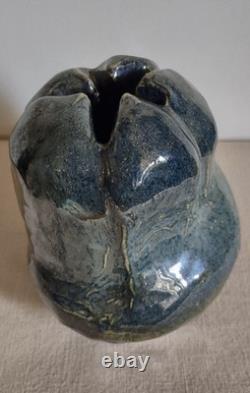 Vintage Studio Art Freeform Pottery Vase Signed, 6 X 4.25