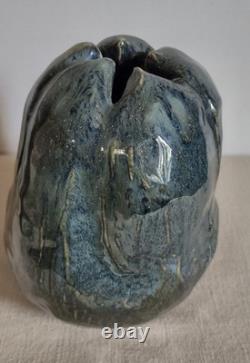 Vintage Studio Art Freeform Pottery Vase Signed, 6 X 4.25