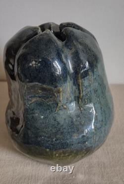 Vintage Studio Art Freeform Pottery Vase Signed, 6 X 4.25