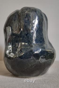 Vintage Studio Art Freeform Pottery Vase Signed, 6 X 4.25