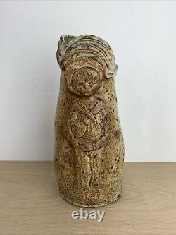 Vintage Studio Art Hand Built Pottery Vase Farmer Boy Organic Shape