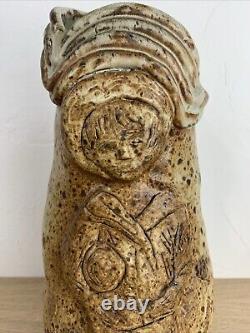 Vintage Studio Art Hand Built Pottery Vase Farmer Boy Organic Shape