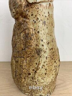 Vintage Studio Art Hand Built Pottery Vase Farmer Boy Organic Shape