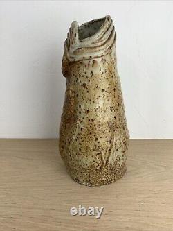 Vintage Studio Art Hand Built Pottery Vase Farmer Boy Organic Shape