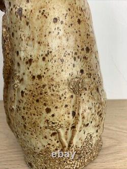 Vintage Studio Art Hand Built Pottery Vase Farmer Boy Organic Shape