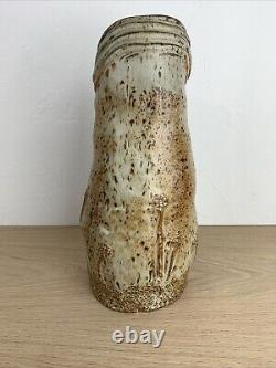 Vintage Studio Art Hand Built Pottery Vase Farmer Boy Organic Shape