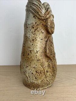 Vintage Studio Art Hand Built Pottery Vase Farmer Boy Organic Shape