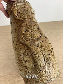 Vintage Studio Art Hand Built Pottery Vase Farmer Boy Organic Shape