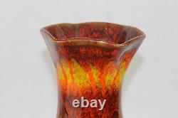 Vintage Studio Art Pottery 12 3/4 Vase Signed AeV Brown Red Yellow Glaze