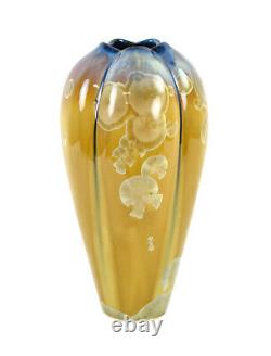 Vintage Studio Art Pottery 5-Lobed Vase with Crystalline Glaze signed