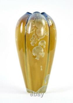 Vintage Studio Art Pottery 5-Lobed Vase with Crystalline Glaze signed