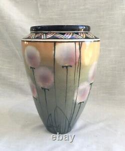 Vintage Studio Art Pottery Art Deco Dandelion Vase, Signed Kenyon Thomas