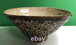 Vintage Studio Art Pottery BOWL Signed NOBLE Drip Glaze