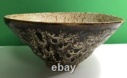 Vintage Studio Art Pottery BOWL Signed NOBLE Drip Glaze