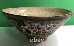 Vintage Studio Art Pottery BOWL Signed NOBLE Drip Glaze