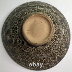 Vintage Studio Art Pottery BOWL Signed NOBLE Drip Glaze