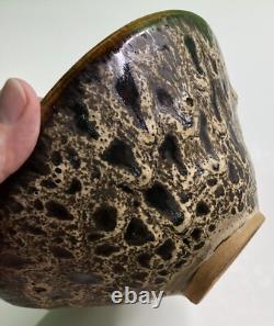 Vintage Studio Art Pottery BOWL Signed NOBLE Drip Glaze