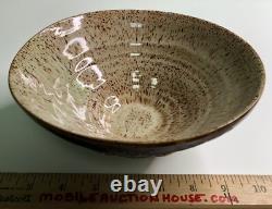 Vintage Studio Art Pottery BOWL Signed NOBLE Drip Glaze