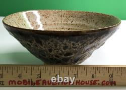 Vintage Studio Art Pottery BOWL Signed NOBLE Drip Glaze