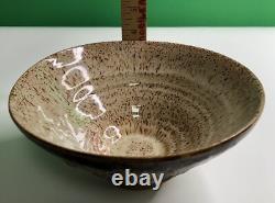 Vintage Studio Art Pottery BOWL Signed NOBLE Drip Glaze