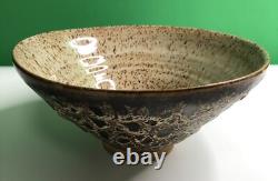 Vintage Studio Art Pottery BOWL Signed NOBLE Drip Glaze