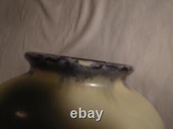 Vintage Studio Art Pottery Blue & Pink Drip Glaze Over Beige 8 inch Vase