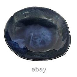 Vintage Studio Art Pottery Bowl Cobalt Blue Large Centerpiece Drip Glaze 12
