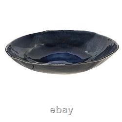 Vintage Studio Art Pottery Bowl Cobalt Blue Large Centerpiece Drip Glaze 12