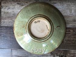 Vintage Studio Art Pottery Bowl Fish Mid Century Mod Large Signed By Artist RARE