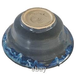 Vintage Studio Art Pottery Bowl Lizards Blue Gray Large Centerpiece 12.25