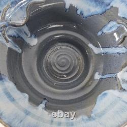 Vintage Studio Art Pottery Bowl Lizards Blue Gray Large Centerpiece 12.25