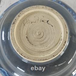 Vintage Studio Art Pottery Bowl Lizards Blue Gray Large Centerpiece 12.25