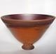 Vintage Studio Art Pottery Bowl Oxblood Interior & Rustic Brown Glaze MCM