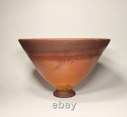 Vintage Studio Art Pottery Bowl Oxblood Interior & Rustic Brown Glaze MCM