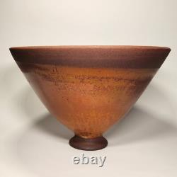 Vintage Studio Art Pottery Bowl Oxblood Interior & Rustic Brown Glaze MCM