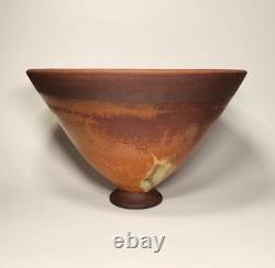 Vintage Studio Art Pottery Bowl Oxblood Interior & Rustic Brown Glaze MCM