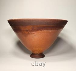 Vintage Studio Art Pottery Bowl Oxblood Interior & Rustic Brown Glaze MCM