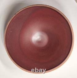 Vintage Studio Art Pottery Bowl Oxblood Interior & Rustic Brown Glaze MCM
