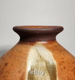 Vintage Studio Art Pottery Bowl Oxblood Interior & Rustic Brown Glaze MCM