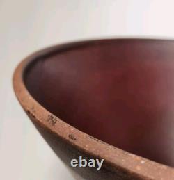 Vintage Studio Art Pottery Bowl Oxblood Interior & Rustic Brown Glaze MCM