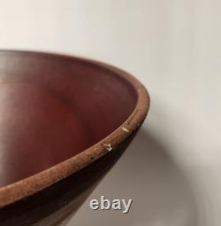 Vintage Studio Art Pottery Bowl Oxblood Interior & Rustic Brown Glaze MCM
