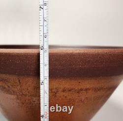 Vintage Studio Art Pottery Bowl Oxblood Interior & Rustic Brown Glaze MCM