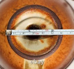 Vintage Studio Art Pottery Bowl Oxblood Interior & Rustic Brown Glaze MCM