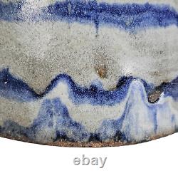 Vintage Studio Art Pottery Bowl Stoneware Rustic Blue Grey Glazed