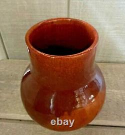 Vintage Studio Art Pottery Brown Drip Glaze Vase Signed Dayton'34