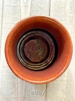 Vintage Studio Art Pottery Brown Drip Glaze Vase Signed Dayton'34